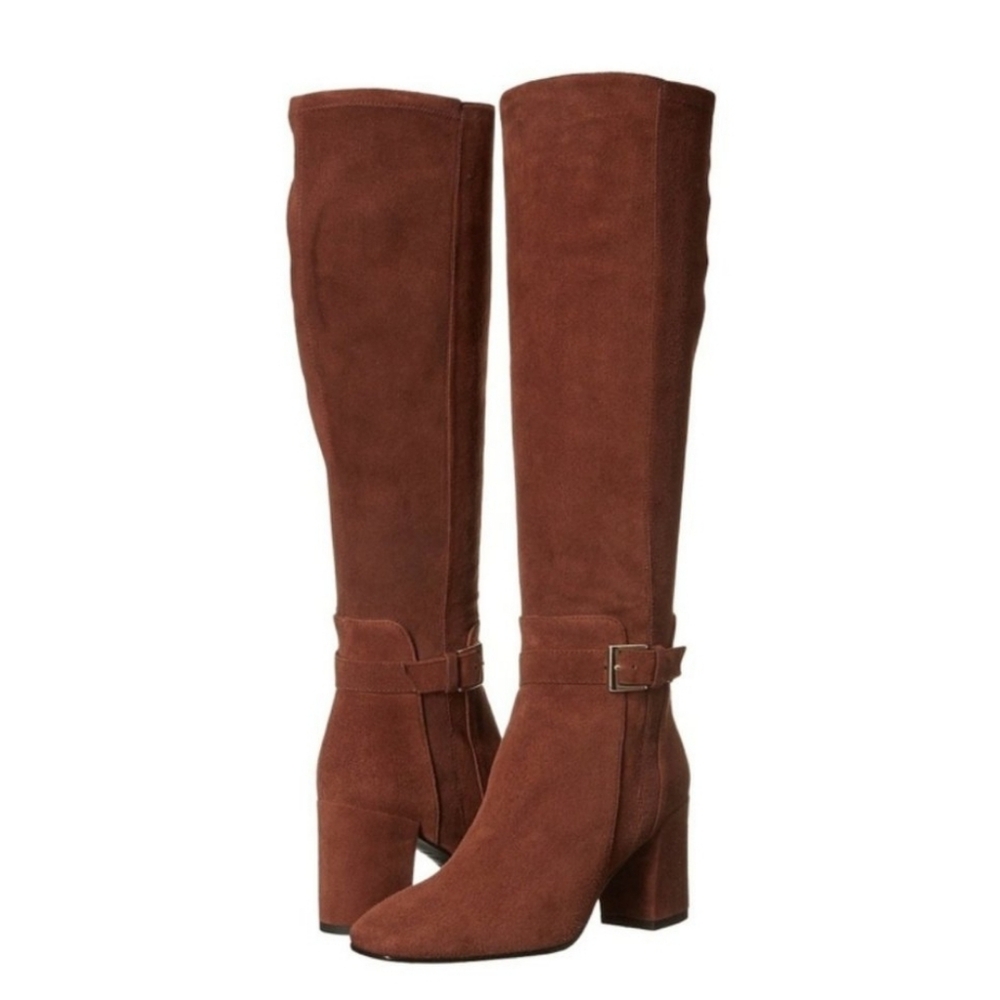 Kate Spade Dark Rust Kid Suede Knee-High Stretch Oralie Boots NIB 9.5